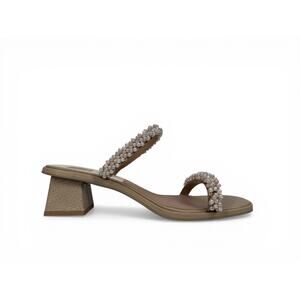 Dolce Vita River Sandals Womens 9 Pearl Embellished Blush Pink Slide Block Heel